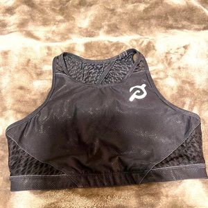 Where It To Heart, high neck, open back Peloton sports bra. Sz M.